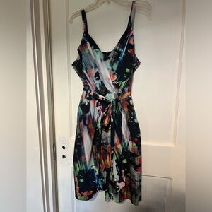 City Chic Multi Color Faux Wrap Dress Size S 16